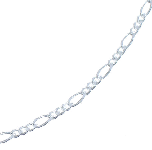 Genuine Sterling Silver Italian Figaro Chain 18" Necklace JX120899